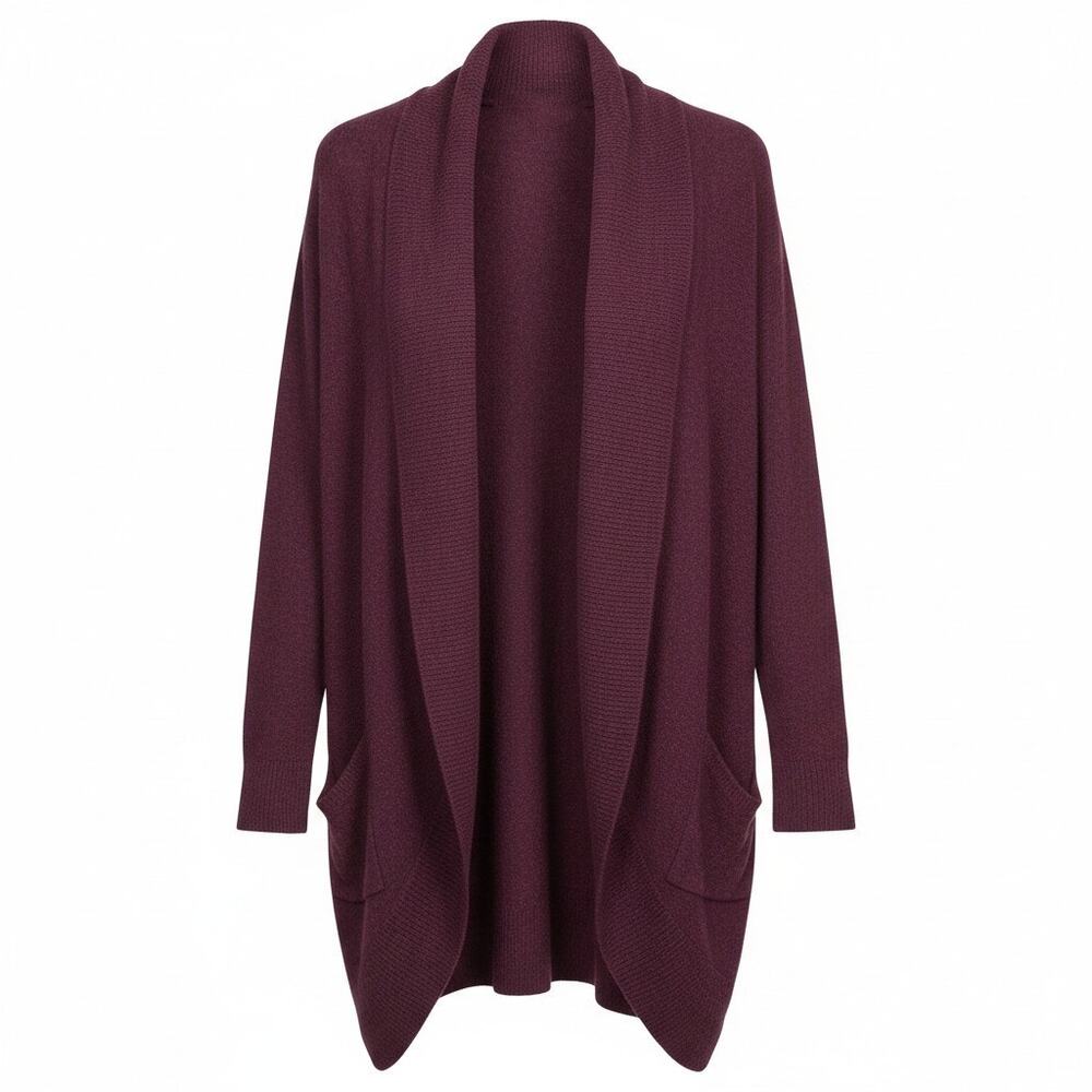 Barefoot Dreams Woman's Size XS/S Cozy Chic Circle Cardigan Burgundy Relaxed Fit